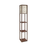 Traditional Square Floor Lamp with 3 Shelves Cappuccino