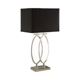 Contemporary Rectangular Shade Table Lamp Black and Brushed Nickel