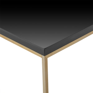 Teresa Square Coffee Table in High Gloss Black with Matte Brushed Gold Frame