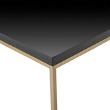 Teresa Square Coffee Table in High Gloss Black with Matte Brushed Gold Frame