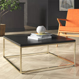 Teresa Square Coffee Table in High Gloss Black with Matte Brushed Gold Frame