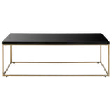 Teresa Rectangle Coffee Table in High Gloss Black with Matte Brushed Gold Frame