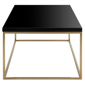 Teresa Rectangle Coffee Table in High Gloss Black with Matte Brushed Gold Frame