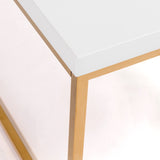 Teresa Rectangular Coffee Table in High Gloss White with Brushed High Gloss Gold Stainless Steel Base