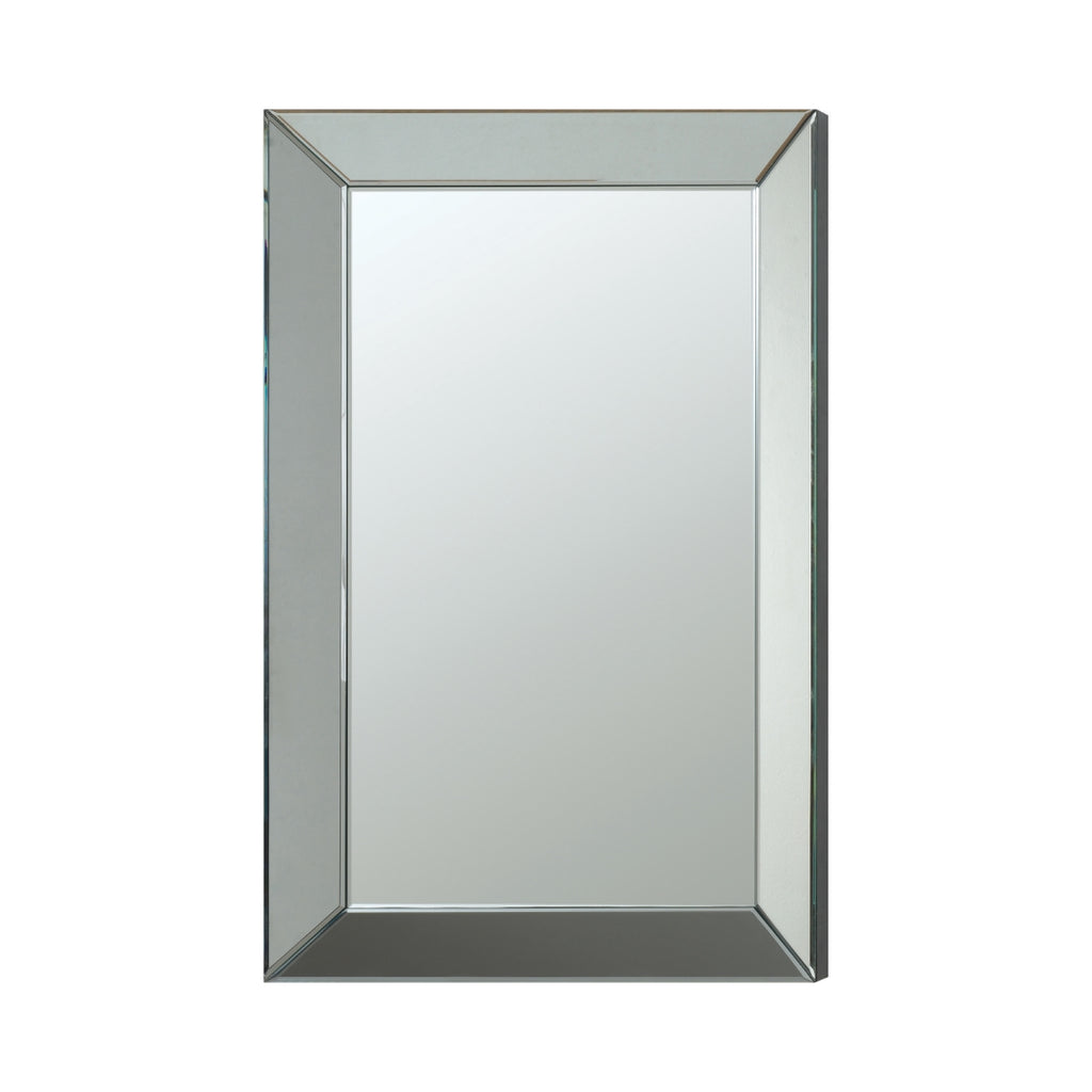Contemporary Rectangular Beveled Wall Mirror Silver