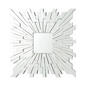 Contemporary Square Sunburst Wall Mirror Silver