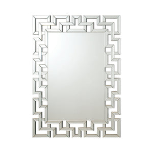 Contemporary Interlocking Greek Frameless Wall Mirror Silver