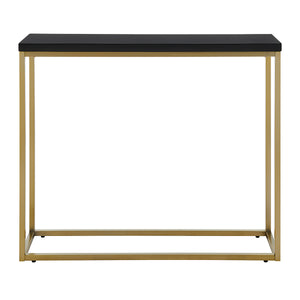 Teresa Console Table in High Gloss Black with Matte Brushed Gold Frame