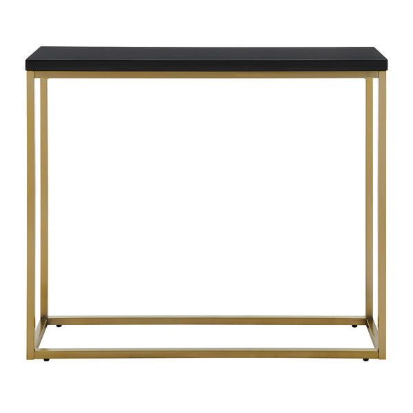 Teresa Console Table in High Gloss Black with Matte Brushed Gold Frame