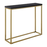 Teresa Console Table in High Gloss Black with Matte Brushed Gold Frame