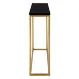 Teresa Console Table in High Gloss Black with Matte Brushed Gold Frame