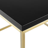 Teresa Console Table in High Gloss Black with Matte Brushed Gold Frame