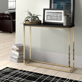 Teresa Console Table in High Gloss Black with Matte Brushed Gold Frame