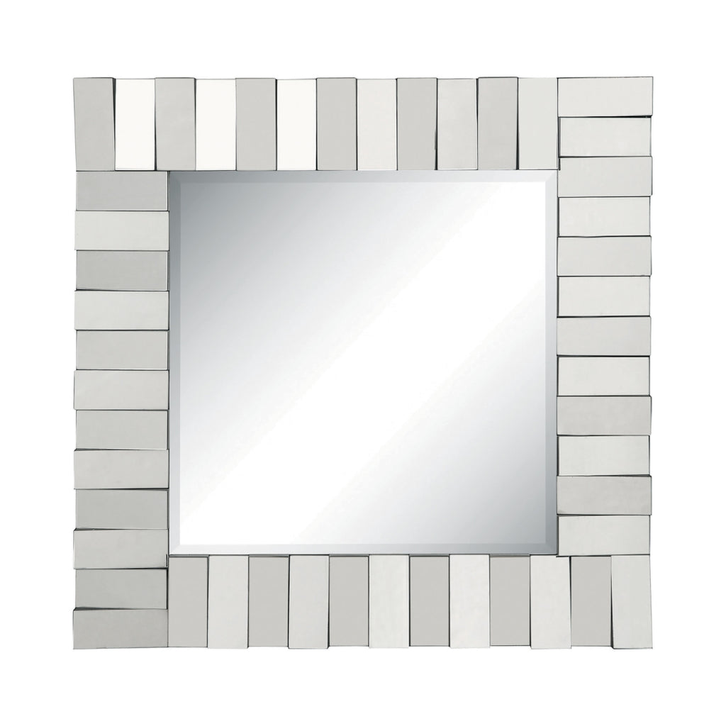 Contemporary Square Wall Mirror with Layered Panel Silver