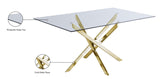 Xander Tempered Glass / Metal Contemporary Gold Dining Table - 60" W x 36" D x 30" H