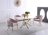 Xander Tempered Glass / Metal Contemporary Gold Dining Table - 60" W x 36" D x 30" H