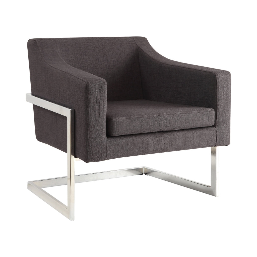 Contemporary Upholstered Accent Chair Chrome and Grey