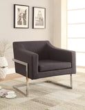 Contemporary Accent Chair in Sleek Grey Upholstery with Chrome Base - Modern Comfort for Your Space