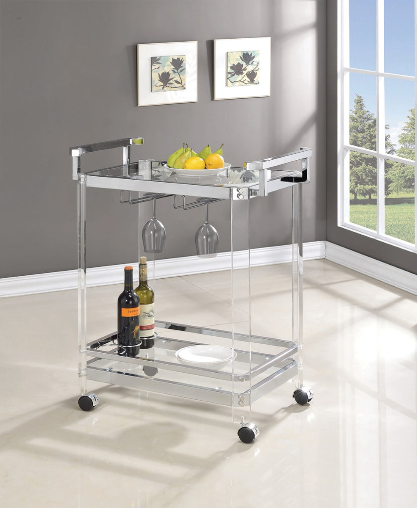 Contemporary 2-tier Glass Serving Cart Clear