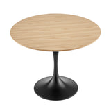 Astrid 40" Round Dining Table in American Natural White Oak Veneer Top with Oak Heat Transfer Tulip Steel Base
