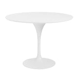 Astrid 40" Round Dining Table in Matte White Top with High Gloss White Tulip Base