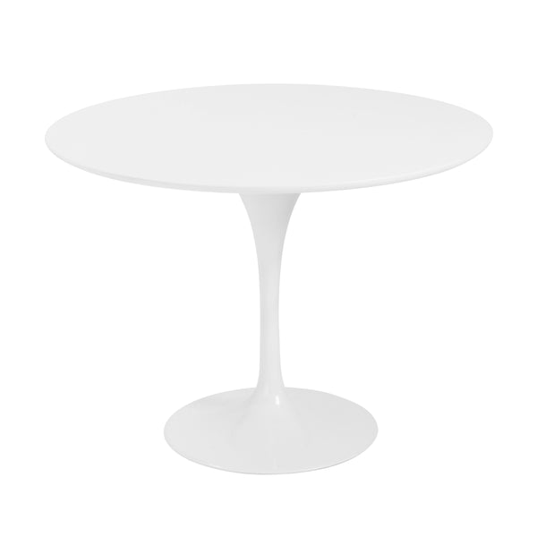 Astrid 40" Round Dining Table in Matte White Top with High Gloss White Tulip Base