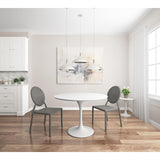 Astrid 40" Round Dining Table in Matte White Top with High Gloss White Tulip Base