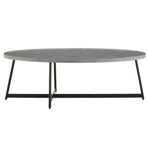 Niklaus 47" Oval Coffee Table in Gray with Black Base