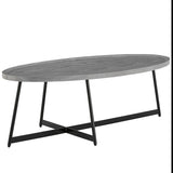 Niklaus 47" Oval Coffee Table in Gray with Black Base