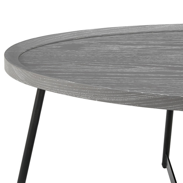 Niklaus 47" Oval Coffee Table in Gray with Black Base