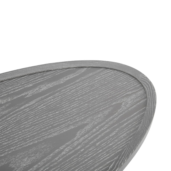 Niklaus 47" Oval Coffee Table in Gray with Black Base