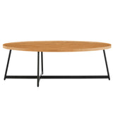 Niklaus 47" Oval Coffee Table in Natural White Oak Veneer and Black Base