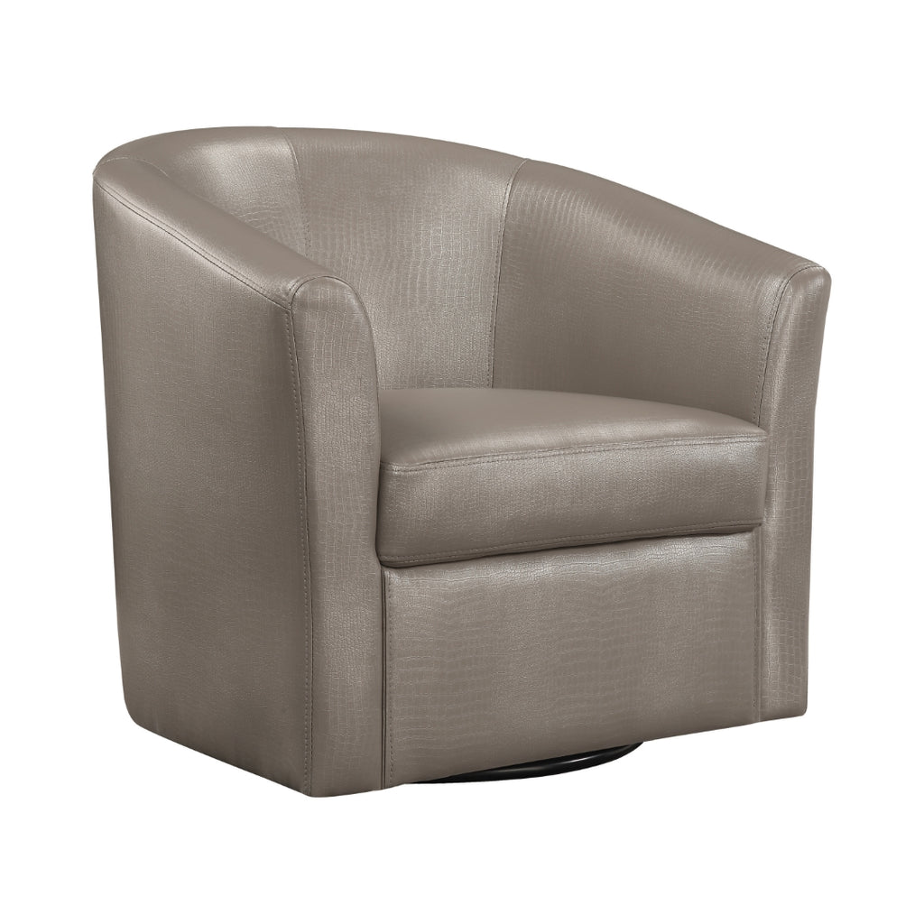 Contemporary Upholstery Sloped Arm Swivel Accent Chair