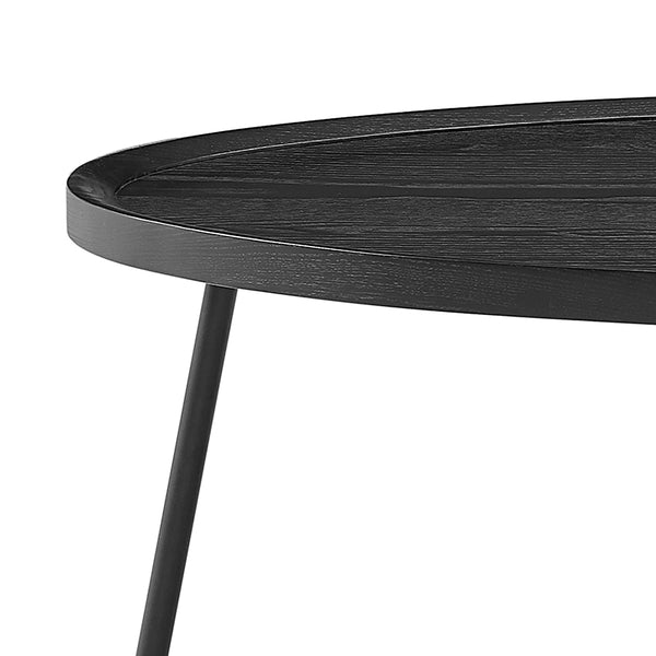 Niklaus 47" Oval Coffee Table in Black Ash Wood and Black Base