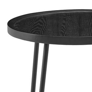 Niklaus 22" Round Side Table in Black Ash Wood and Black Base