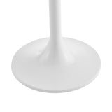Astrid 20" Side Table in Matte White Ceramic Top and High Gloss White Steel Base