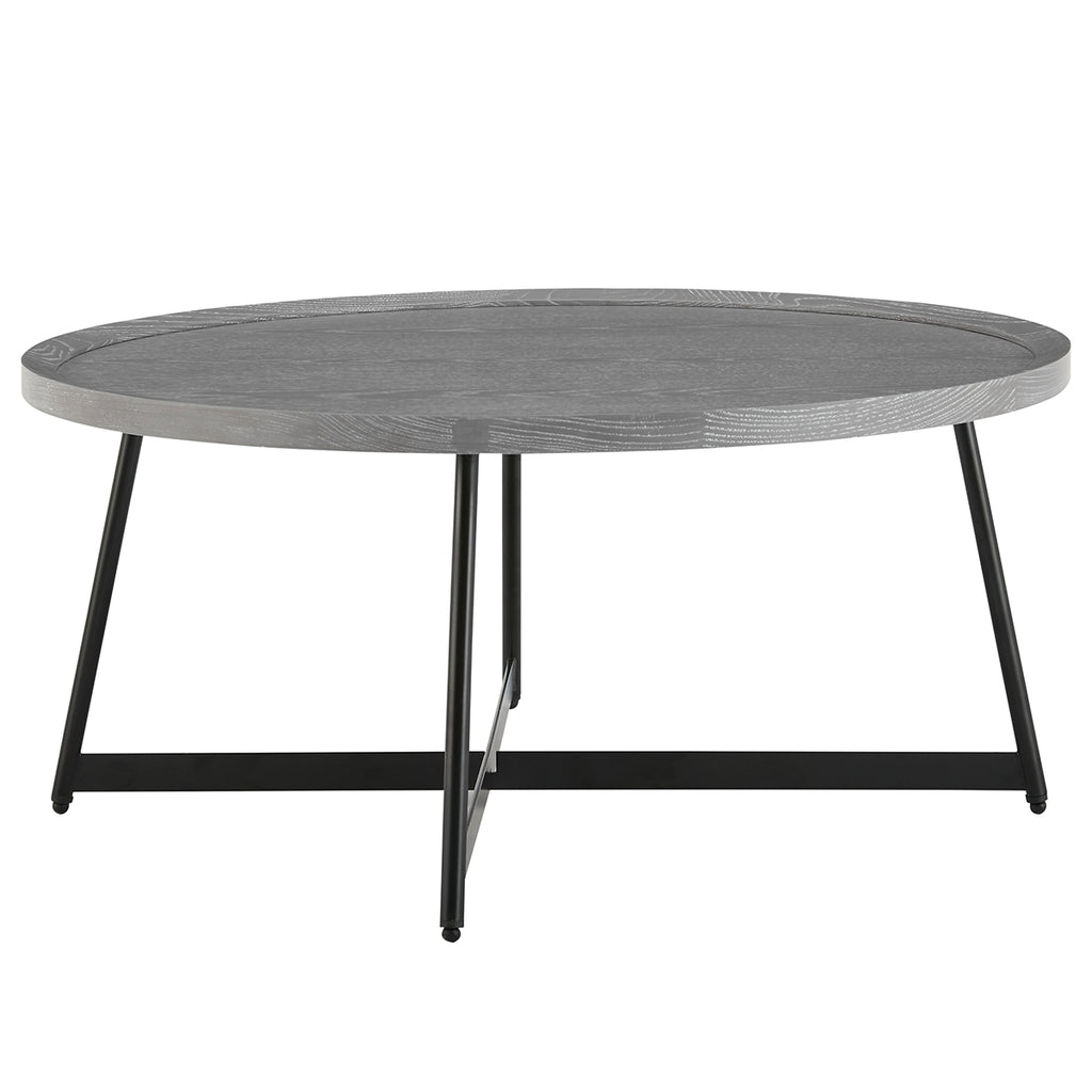 Niklaus 35" Round Coffee Table in Gray with Black Base