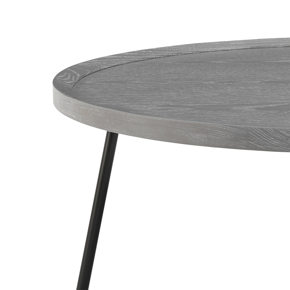 Niklaus 35" Round Coffee Table in Gray with Black Base