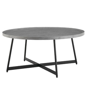 Niklaus 35" Round Coffee Table in Gray with Black Base
