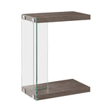 Contemporary Accent Table Weathered Grey and Clear