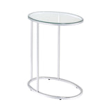 Contemporary Oval Snack Table Chrome and Clear