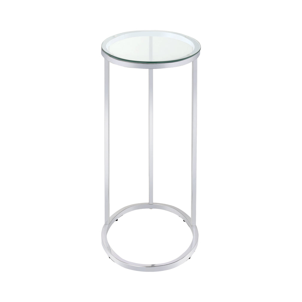 Contemporary Oval Snack Table Chrome and Clear