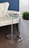 Contemporary Oval Snack Table Chrome and Clear