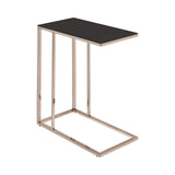 Contemporary Rectangular Accent Table Black and Chocolate Chrome