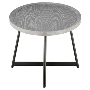 Niklaus 22" Round Side Table in Gray with Black Base