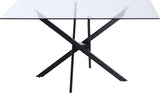 Xander Tempered Glass / Metal Contemporary Matte Black Dining Table - 60" W x 36" D x 30" H