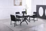 Xander Tempered Glass / Metal Contemporary Matte Black Dining Table - 60" W x 36" D x 30" H