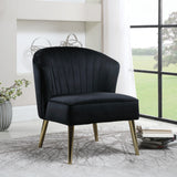 Contemporary Upholstered Accent Chair with Tapered Legs Black