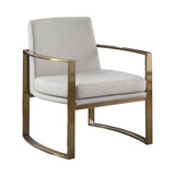 Contemporary Concave Metal Arm Accent Chair Cream and Bronze