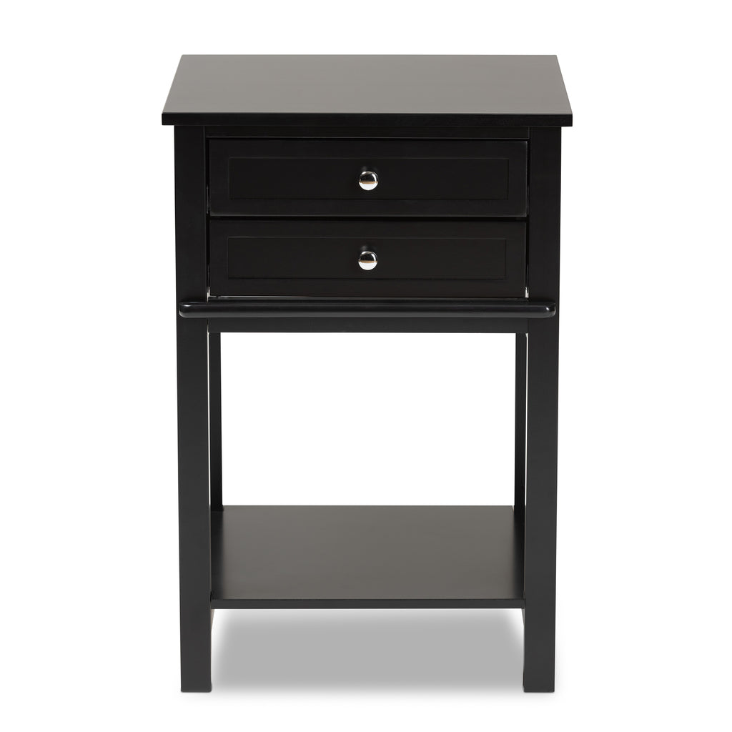 Baxton Studio Willow Modern Transitional Black Finished 2-Drawer Wood Nightstand